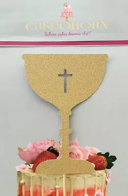 £5.50 • Buy Holy Communion Chalice Glitter Celebration Cake Topper Baptism Christening 