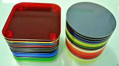 Square & Round Acrylic Coasters Kitchen Breakfast Bar Dining Table Coffee Table • £2.49