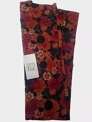 New LuLaRoe TC2 Disney Minnie Mouse Rose Flower Maroon Orange Black Leggings • $12