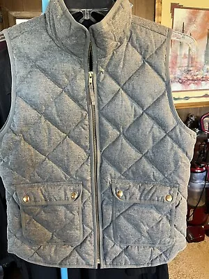 J Crew Womens Vest Gray Feather Down Puffer Full Zip Pockets Size S • $25