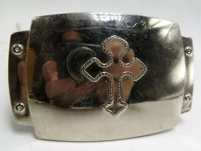 Celtic Christian Cross Polished Silver Belt Buckle • $4.95