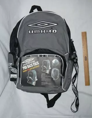 Umbro Pro Grey Backpack/rucksack With Lanyard & Compartments Perfect For School • £40