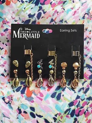 Disney ARIEL Little Mermaid 6 Pair Of Earrings And Cuff Set *Official Licensed* • $14.99
