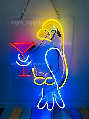 Parrot Martini Glass Bar Acrylic 14 X7  Neon Light Sign Lamp Beer Pub Decor Room • $64.99