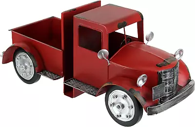 Vintage Pickup Truck Metal Bookends With Weathered Red Finish - Charming Front A • $60.06