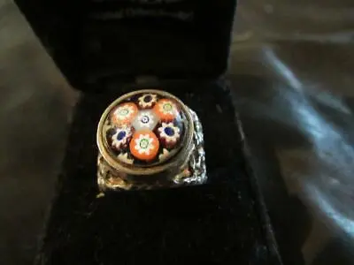 Modernist Quality Solid Silver & Caithness Millefiori Ring Birm1976 • £80