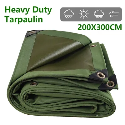 Green Canvas Heavy Duty Cotton Tarpaulin Cover Boat Log Store Roofing Sheet AU • £24.69
