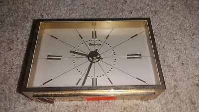Vintage Sunbeam Mid Century Brushed Brass Shelf Clock Quartz USA Movement • $38.24