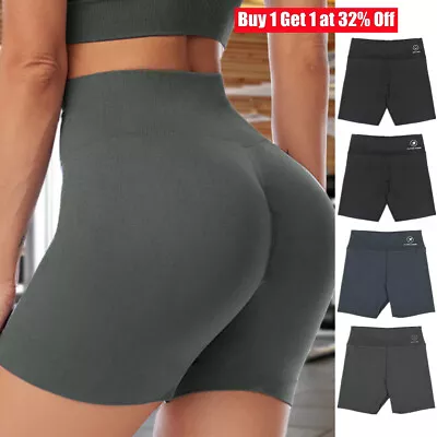 Women's High Waist Sports Shorts Butt Lift Gym Scrunch Yoga Pants Legging Ladies • £3.50