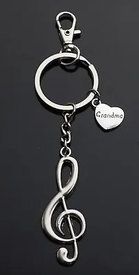 Treble Clef Keychain Clip Musical Note Music Teacher Grandma Heart Love Gift • $6.99
