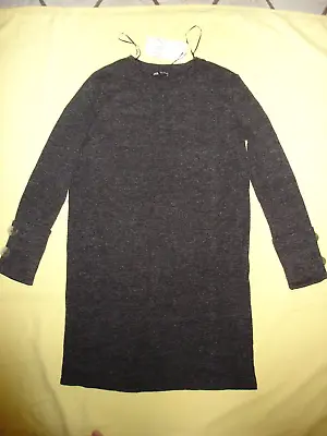 $29.99 • Buy NWT New Zara Women Very Dark Gray Sweater Big Button Dress New L Nice Rare