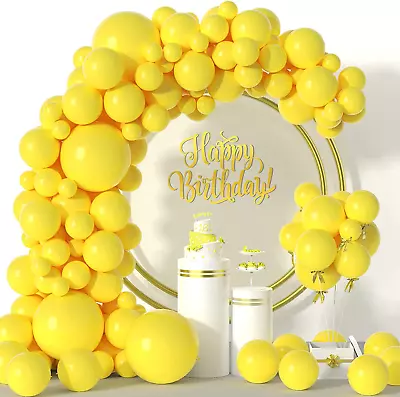 Yellow Balloons 114Pcs Lemon Yellow Balloon Garland Arch Kit 5 10 12 18 Inch Dif • $26.53