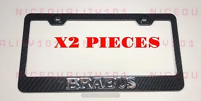 X2 Brabus 100% Carbon Fiber Style Stainless Steel Frame Plate Holder W Caps • $69.99
