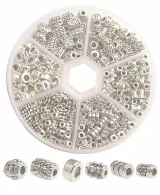 340PCS/Box Antiqued Silver Metal Tube Spacer Beads For Jewelry Making  • $10.55