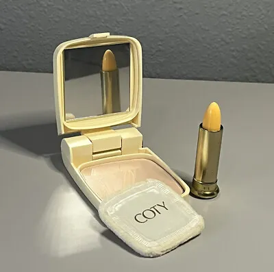 Vtg Coty Lipstick Duet Compact Makeup Honey Beige Airspun Pressed Powder Combo • $23.82