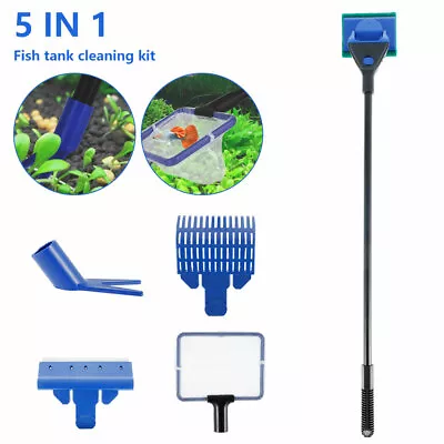 £8.28 • Buy 5in1 Glass Fish Tank Aquarium Cleaning Brush Kit Magnetic Fishnet Cleaner N.