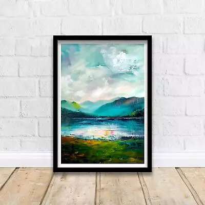 Lake District Abstract Art Print British Lakescape Essence Cumbrian Hills Waterc • £185