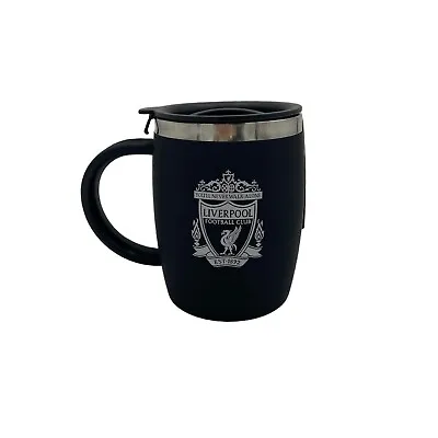 Liverpool FC Official Matt Black Barrel Handled Travel Mug LFC Gift • £13.99