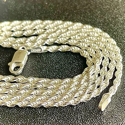 Italy Sterling Silver 925 Diamond Cut Rope Chain Necklace 2MM Free Shipping Gift • $11.98