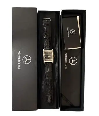 Mercedes-Benz Mens Watch Leather Band Black Silver Souvenir Size Free JDM • $255.55