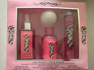 Ed Hardy Perfume Gift Set Fragrance Mist Bath Salts Body Wash Bath Bomb For Her • $25.61