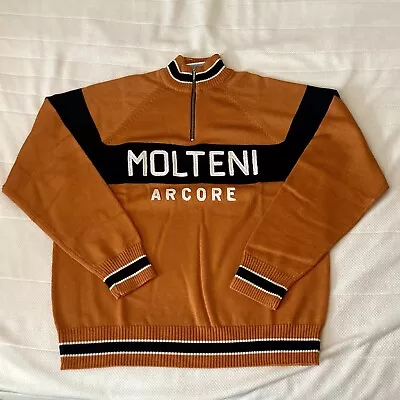 WOOLISTIC Men’s L Merino Wool Vtg Style 1/4-Zip Sweater Cycling MOLTENI ARCORE • $125