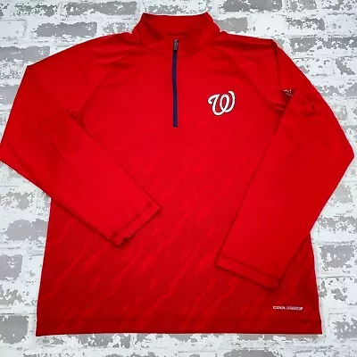 Washington Nationals Shirt Men Medium Red Tee Pullover Performance Quarter Zip * • $18.91