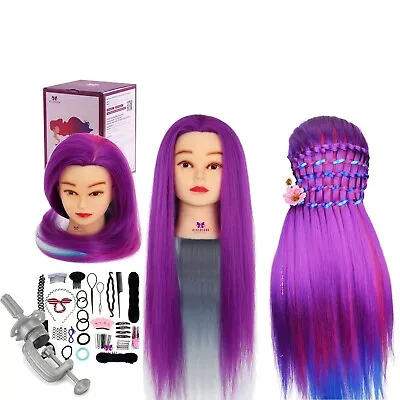 24inch Training Head Multicolor Hair Hairdressing Practice Mannequin Doll Braid • £14.89