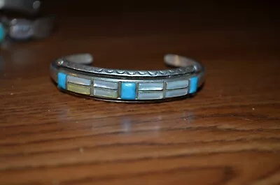 Vintage Native American Cuff Bracelet MOP Turquoise  Nice..L@@K!! • $55