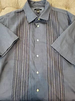 Van Heusen Cotton Blend Size L Square Hem Blue Button Front Shirt • $13.65