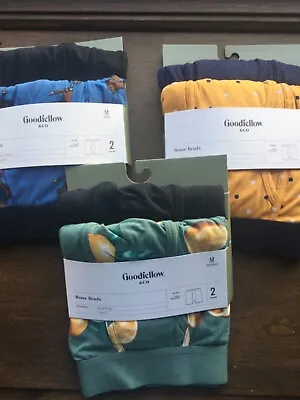 Goodfellow CO Men 2 Pack Boxer Briefs Green Blue Black Orange New Cotton Spandex • $8.99