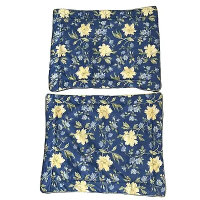 Laura Ashley Emilie Rose Standard Pillow Sham Set Blue Yellow Floral Padded • $31.99