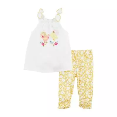 Mud Pie Chicken Farm Farmhouse Theme Girls Tunic Top And Capri Legging 2 Pc Set • $39.99