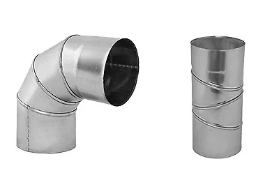 Galvanised Steel Adjustable Elbow 15 30 45 90 Degree Bend Chimney Duct Pipe Tube • £13.99