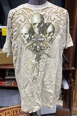 Harley Davidson Of Danbury Connecticut T-Shirt 2X New With Tag ~ TAN • $28