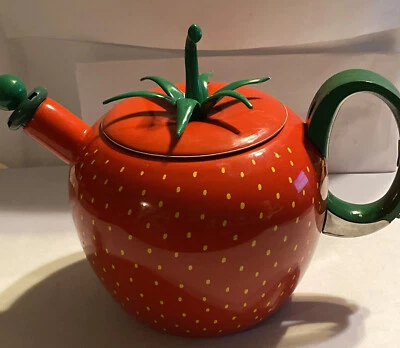 $37.49 • Buy Rare Vintage COPCO Strawberry Shaped Enamel Metal Teapot Whistling Tea Kettle