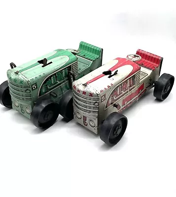 Vintage MARX Wind Up Tin Litho Racing Tractor #5 Red & Green Lot Of 2 Marx R • $55