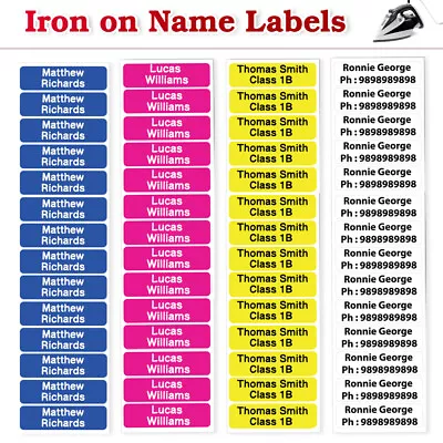 Iron On Name Labels For Clothes Personalised School Uniform Name Iron On Labels • £1.99