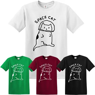  SPACE CAT T-Shirt Ladies Mens Funny Kitten Cat Kitty Cute Cat Tshirt Top Tee  • £10.95