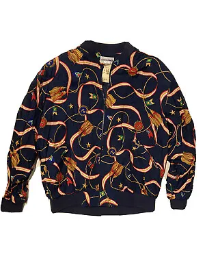 $12 • Buy Alfred Dunner Vtg 90s Navy Sailor Chanel AOP Zip Sweater Track Jacket Sz 16 NWT