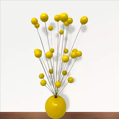 Mid Century Atomic Wire Yellow Ball Sculpture Space Age Kinetic Spray • $65