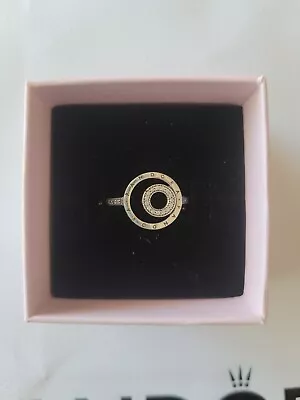 $65 • Buy Pandora Signature Logo Circles Pavé Ring - Brand New - Size 60