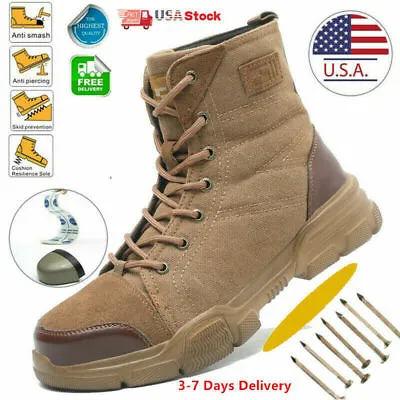 Mens Military Boots Work Safety Shoes Steel Toe Bulletproof Boots Indestructible • $46.91