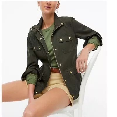 J. Crew Twill Relaxed Field Utility Jacket Military Coat Outdoor Green Medium • $60