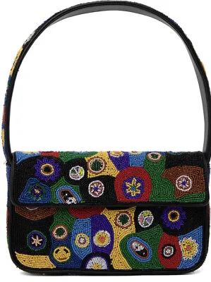 Staud Tommy Multi Color Hand Beaded Shoulder Bag In Millefiore Black NWT • $225