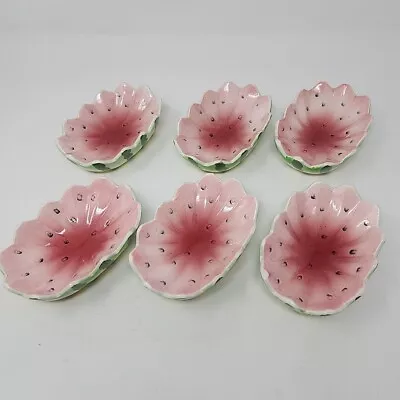 Vintage Majolica Small Watermelon Serving Bowls Salad Ice Cream Set Of 6 • $32.99