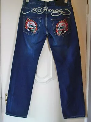 Ed Hardy Christian Audigier Skull Indigo Blue Jeans S.32/32 • £39.99