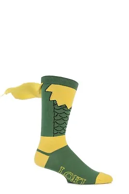 SOCKSHOP Men's Marvel Loki Green Cape Cotton Socks Fun Novelty Gift- 1 Pair Pack • £6.99