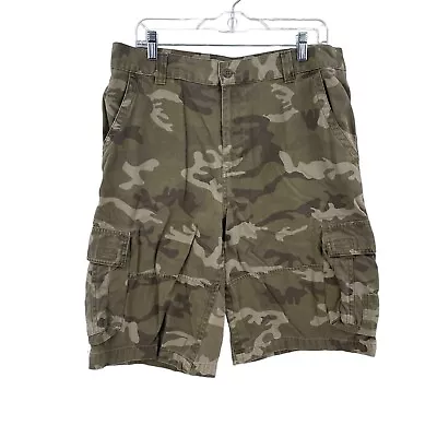 Premier International Men's Camouflage Cargo Shorts Green Size 34 100% Cotton • $10.97