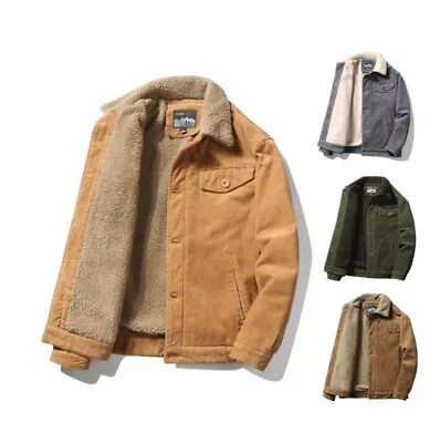 £32.89 • Buy Men's Retro Corduroy Sherpa Trrucker Jacket Fur Fleece Lined Classic Coat UK